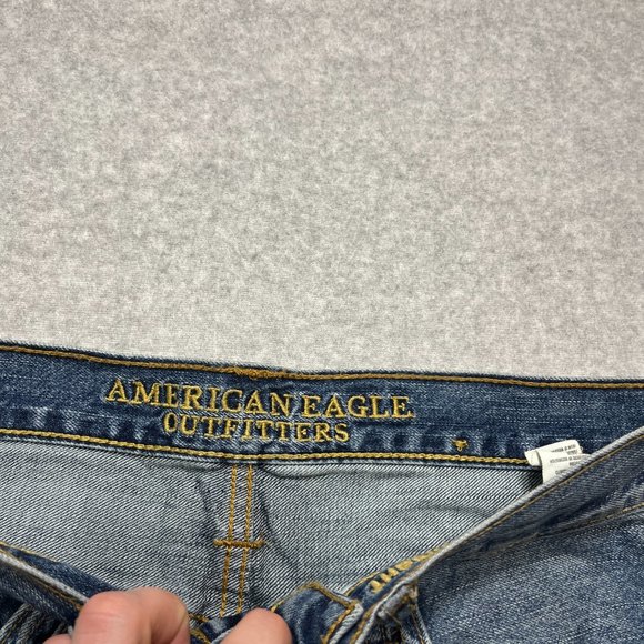 American Eagle Jeans Mens 32x34 Blue Relaxed Straight 100% Cotton (Meas 33x33) - Picture 8 of 11